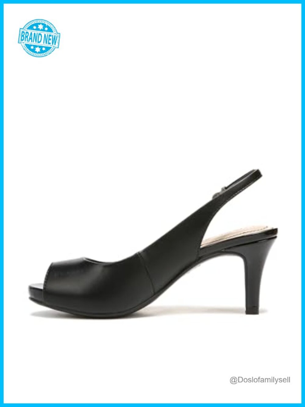 LifeStride Teller Peep Toe Slingback Pump Heeled Sandal Faux Leather Comfort